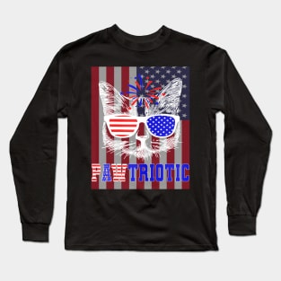 American Patriotic Cat Pawtriotic 4th July American Flag Long Sleeve T-Shirt